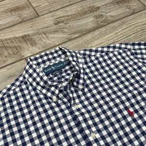 Ralph Lauren blue white gingham men xl short sleeve button up